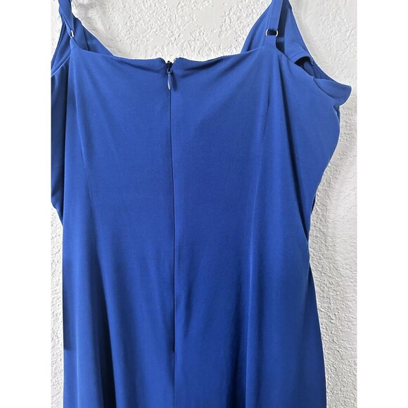 Siena Women's Chain-Trim Ruched at front high-low hem Bodycon Dress Blue 4 - Picture 10 of 10